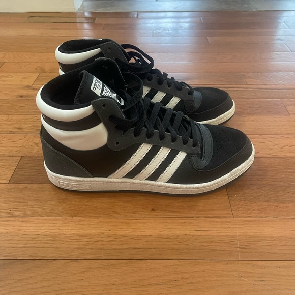 ADIDAS Top Ten RB GX0742 Black White Grey Leather Trainers UK 9 US 9.5 NEW - Picture 1 of 7